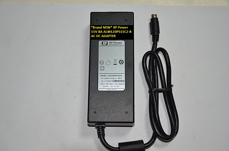 *Brand NEW* XP Power ALM120PS15C2-8 4 pin 15V 8A AC DC ADAPTER